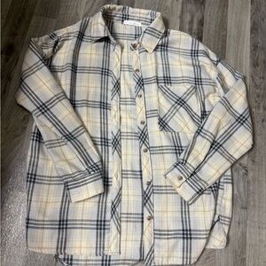 Plaid Beige and Gray Shirt